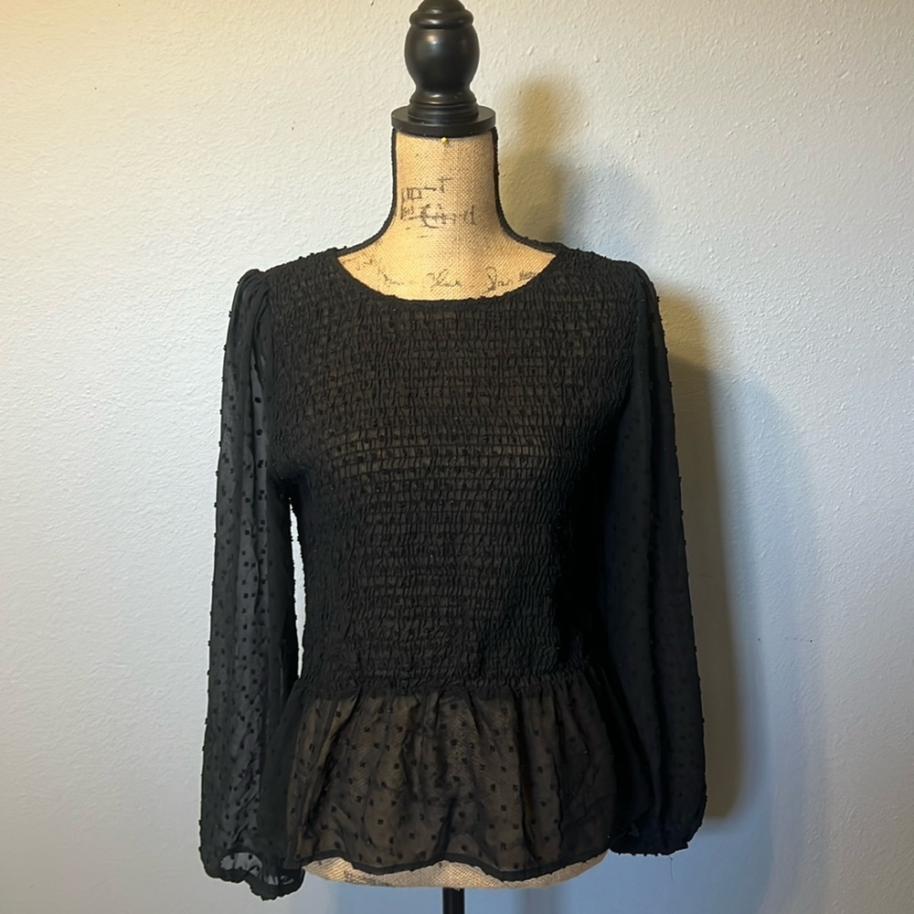 Black long sleeve women’s sheer top